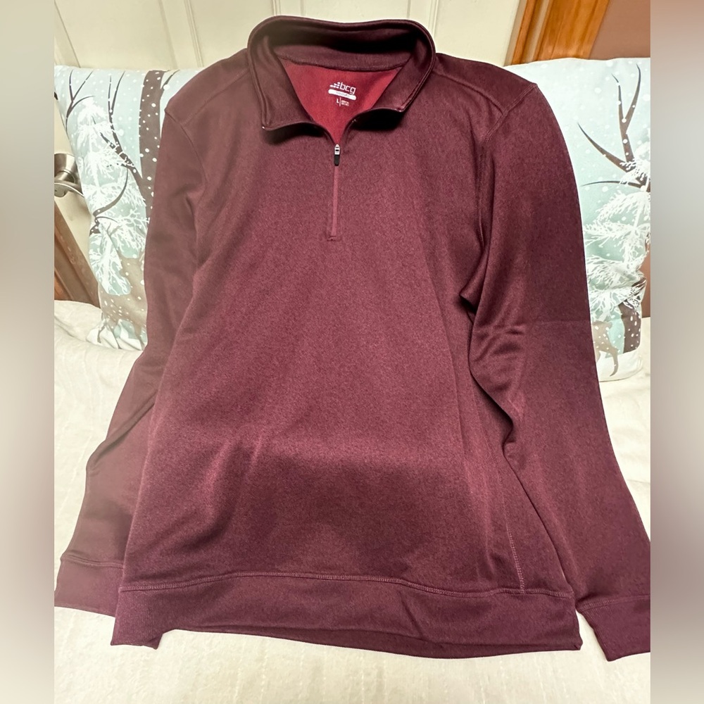 BCG Men's Maroon Zip-Up Sweater